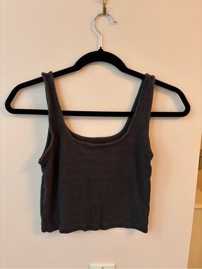 American Eagle Outfitters Charcoal Ribbed Tank Top